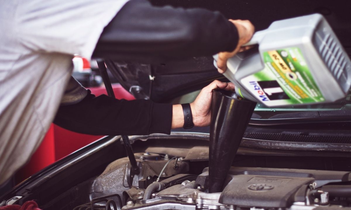 changing the oil of a car