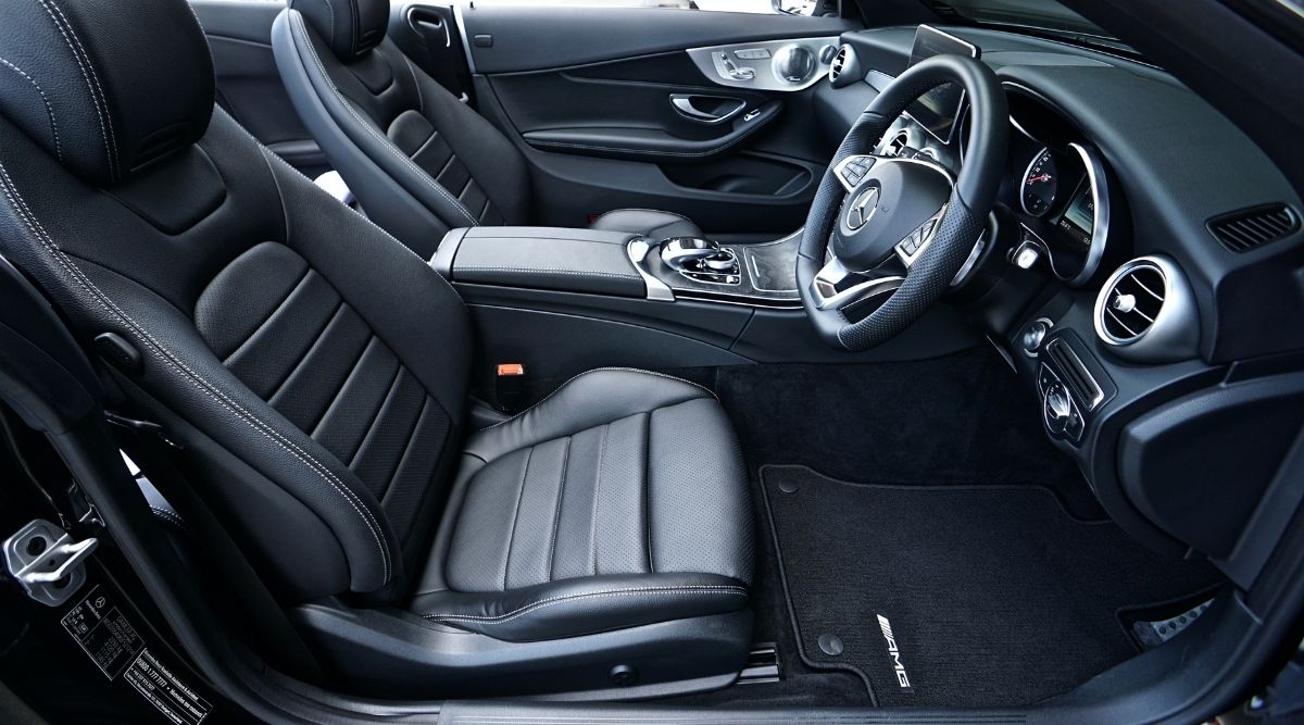 Interior of a car with air bags
