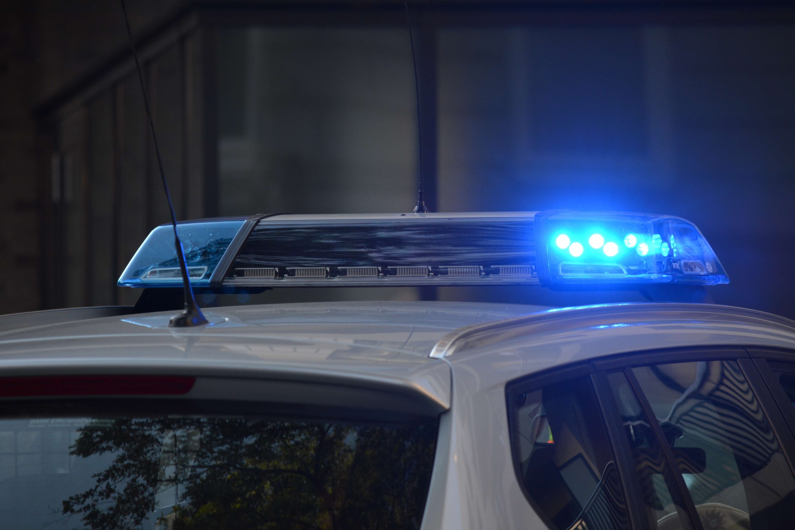 Police lights on top of police car
