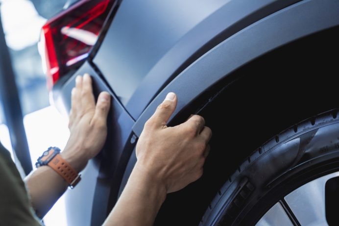 fixing the panel of a car
